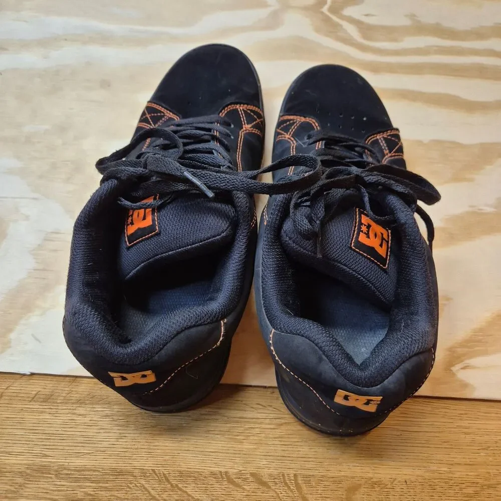 DC Gaveler Men's Vintage Y2K Skate Shoes Black Orange Leather ADYS100536 Size 10